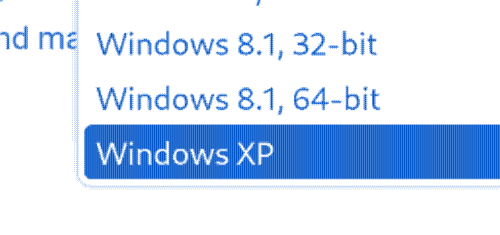 Pictured is a drop-down menu with the option "Windows XP" highlighted